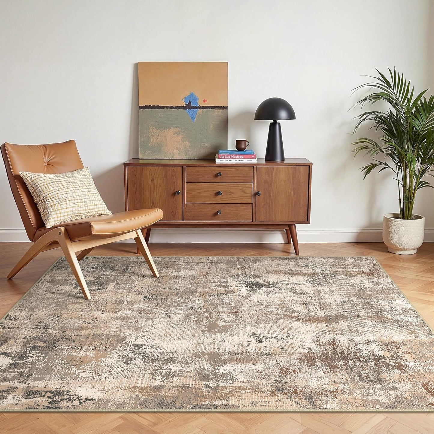 BEIMO Waschbarer Teppich Wohnzimmer, Abstrakt Design Teppich Schlafzimmer Kurzflor, Groß Teppiche rutschfest Weiche für Badezimmer Esszimmer Flur, 120x170cm