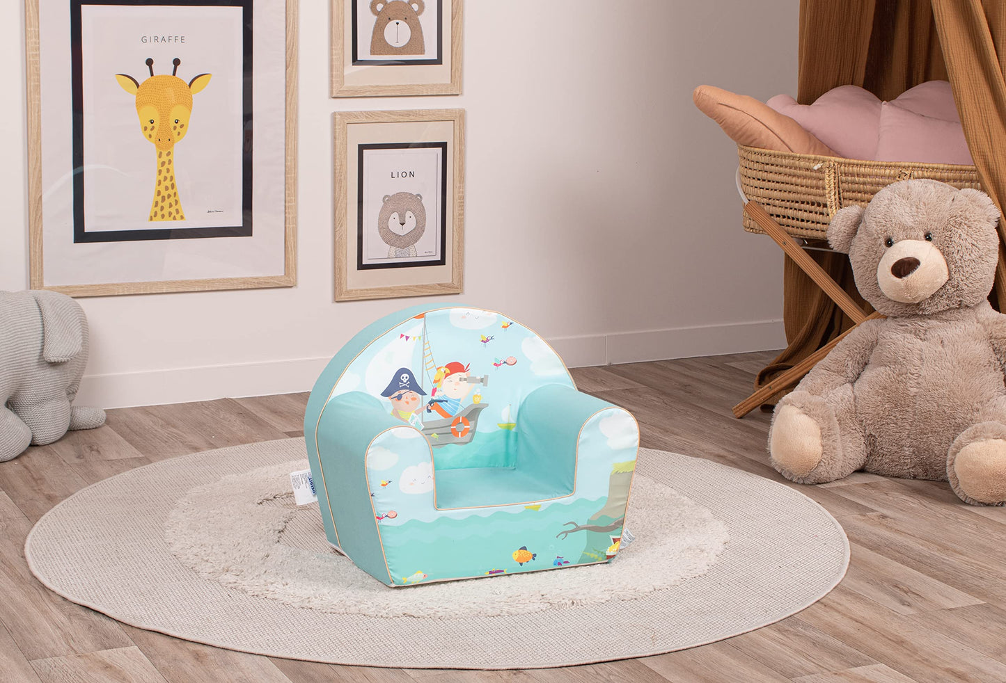 Delsit Kinder Sessel mit Schaumstofffüllung - Kindersessel Mädchen und Jungen Babysessel mit Abnehmbarem Bezug - Sessel für Kinder - Kindermöbel - 9 Monate bis 4 Jahre - DT8-17123