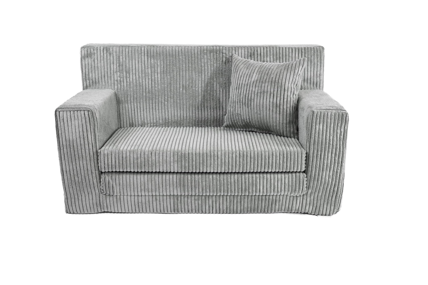 FORTISLINE - Kindersofa ausklappbar 83x47x43cm Oeko-TEX - Spielesofa für Kinder 2in1 - Kindercouch Aufklappen Bettfunktion - Schlafcouch aus Schaumstoff - Kuschel-Cord - Viele Muster (Grau)