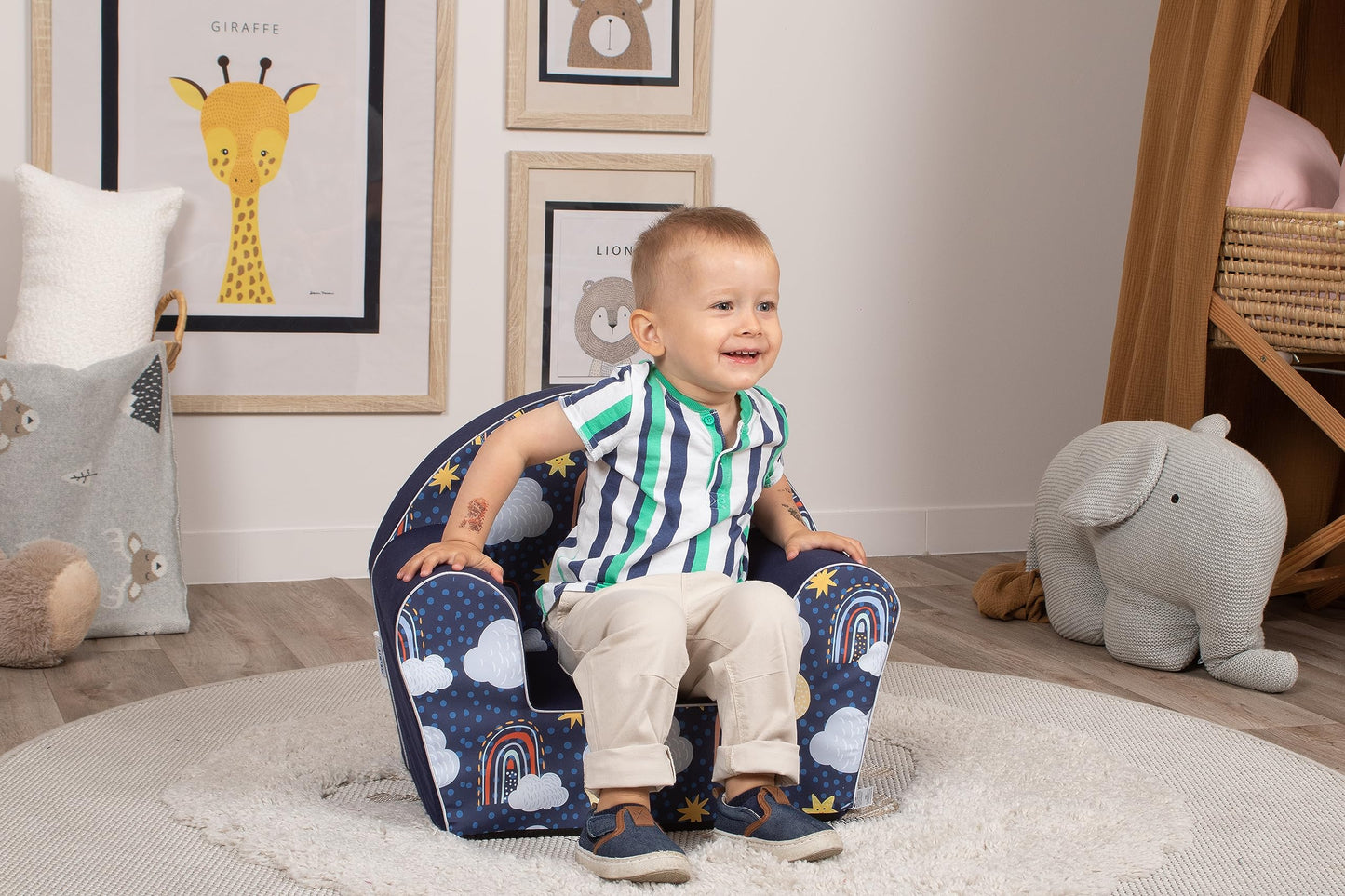 Delsit Kinder Sessel mit Schaumstofffüllung - Kindersessel Mädchen und Jungen Babysessel mit Abnehmbarem Bezug - Sessel für Kinder - Kindermöbel - 9 Monate bis 4 Jahre - DT8-17123