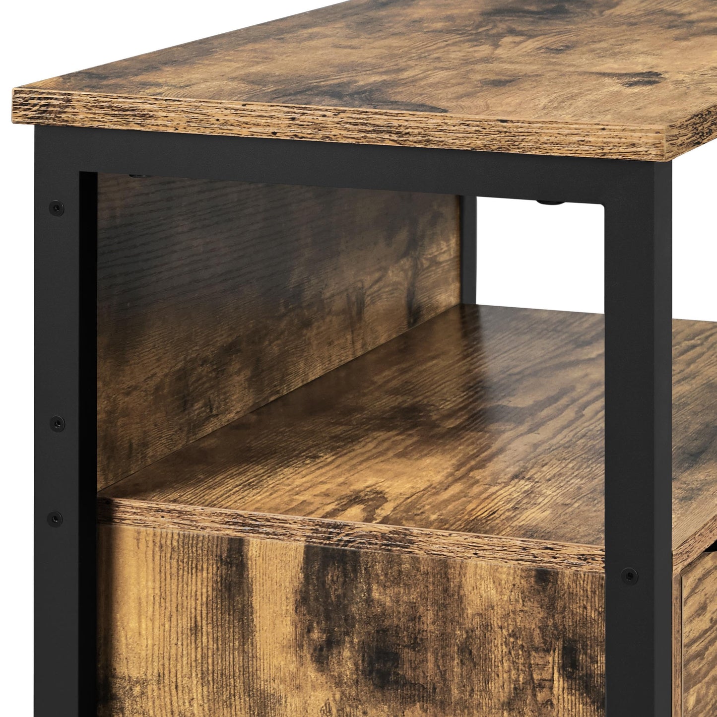 Yaheetech Unterschrank Badezimmerschrank Badkommode Badschrank mit 1 Schublade & 2 Türen & 3 Regalen Baderegal Bodenschrank mit verstellbare Einlegeböden, viel Stauraum, Dunkelgrau