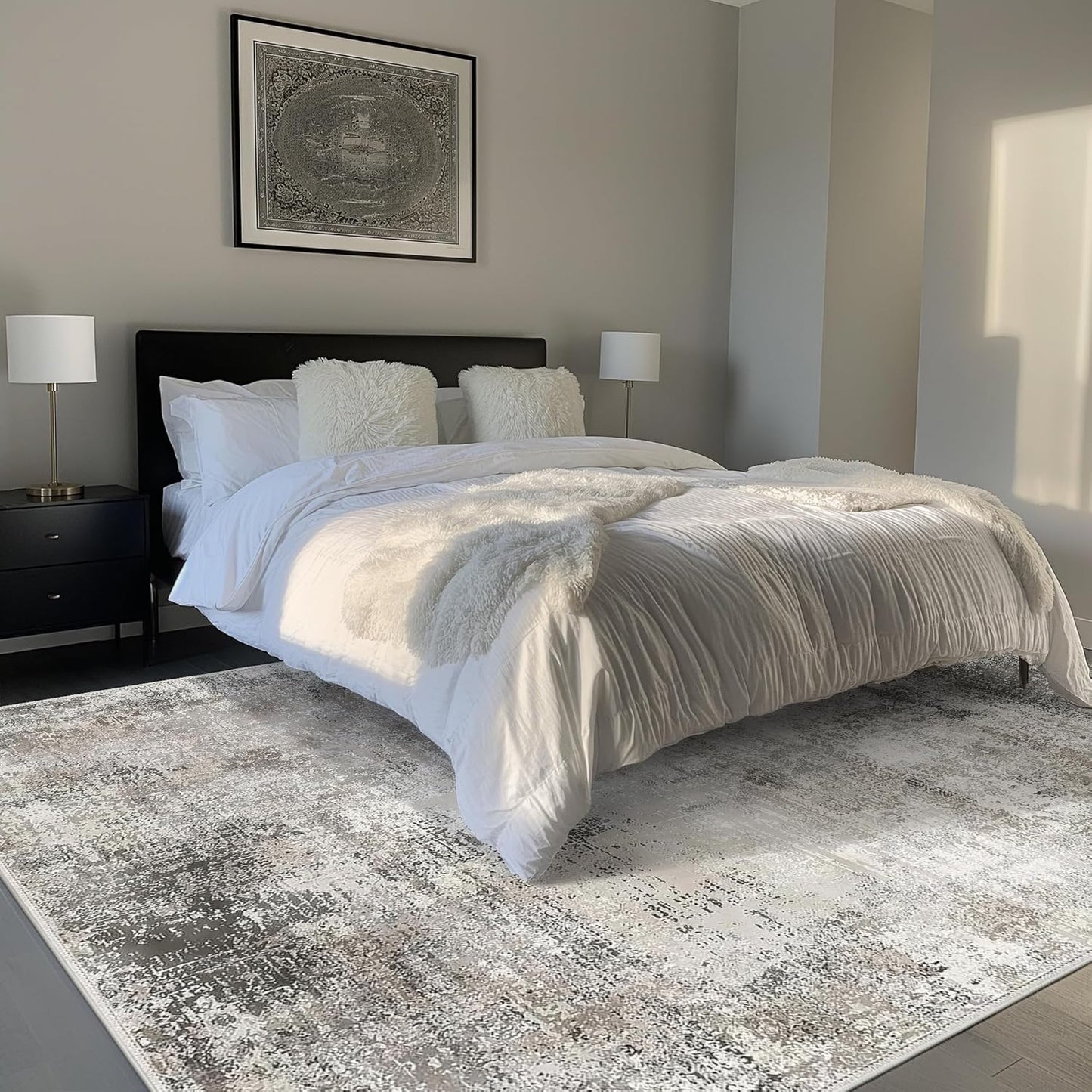 BEIMO Waschbarer Teppich Wohnzimmer, Abstrakt Design Teppich Schlafzimmer Kurzflor, Groß Teppiche rutschfest Weiche für Badezimmer Esszimmer Flur, 120x170cm
