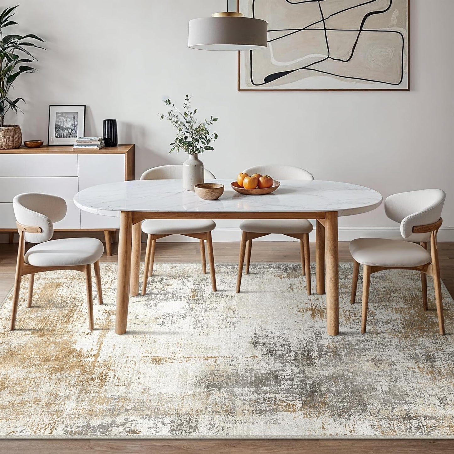 BEIMO Waschbarer Teppich Wohnzimmer, Abstrakt Design Teppich Schlafzimmer Kurzflor, Groß Teppiche rutschfest Weiche für Badezimmer Esszimmer Flur, 120x170cm