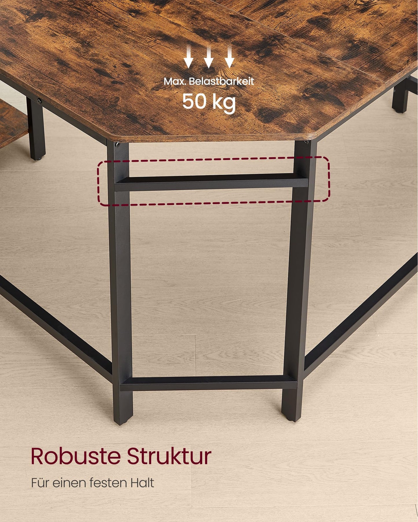 Vasagle L-Shaped Computer Desk, Corner Desk with 2 Shelves