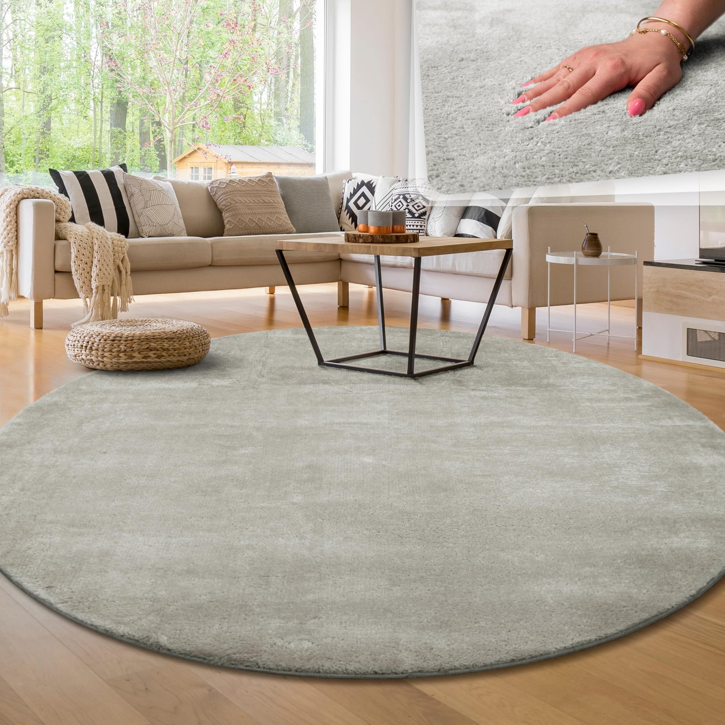 Paco Home Moderner Kuscheliger Wohnzimmer Teppich Kurzflor waschbar flauschig Weich Einfarbig Felloptik zeitlos stilvoll rutschfest pflegeleicht, Grösse:120x170 cm, Farbe:Rosa