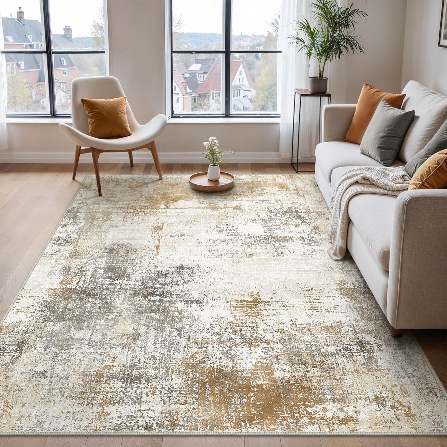 BEIMO Waschbarer Teppich Wohnzimmer, Abstrakt Design Teppich Schlafzimmer Kurzflor, Groß Teppiche rutschfest Weiche für Badezimmer Esszimmer Flur, 120x170cm