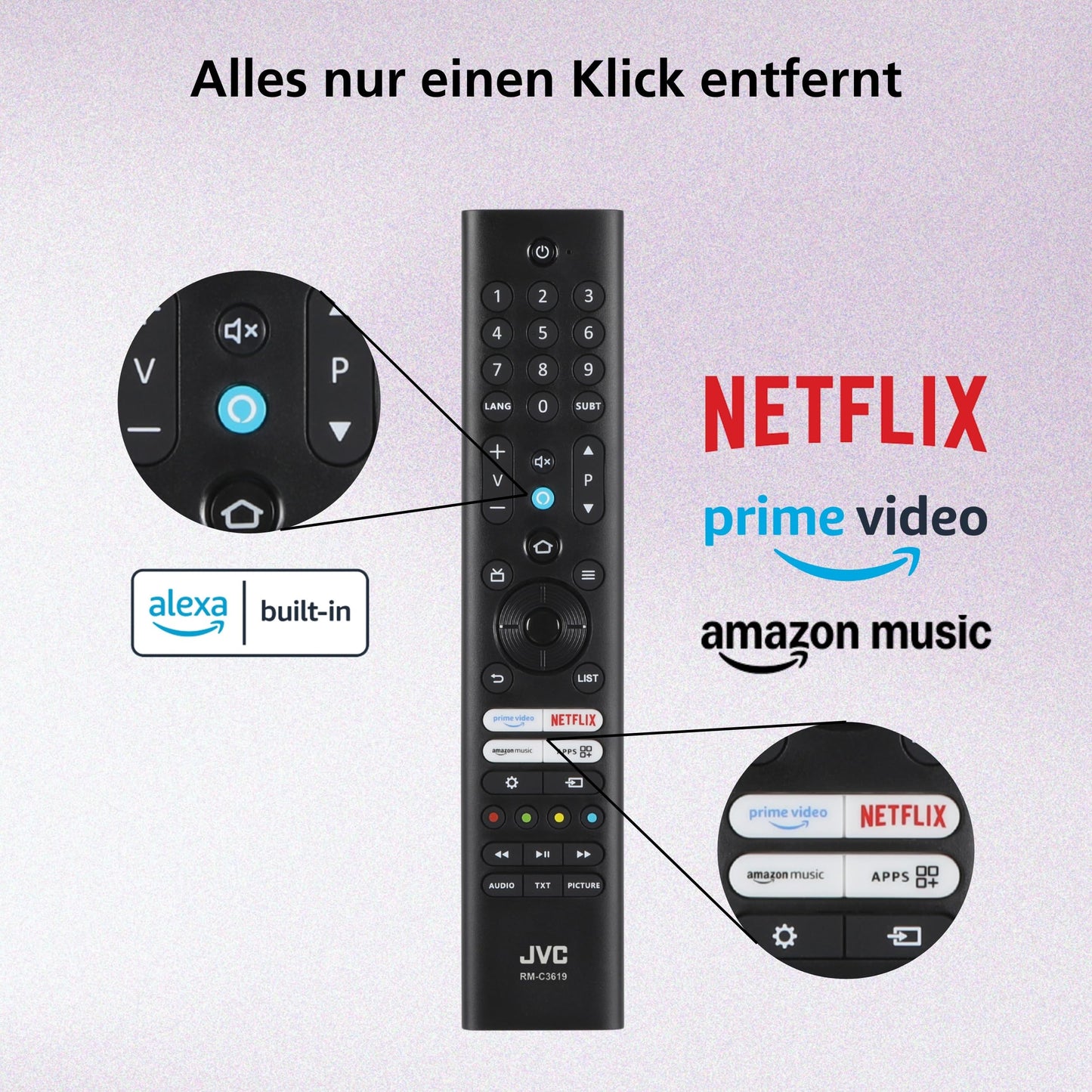 JVC Fernseher 24 Zoll Fire TV HD-Ready Smart TV HDR Fernseher mit Alexa Sprachsteuerung und Triple Tuner, LED TV LT-24VRH3555 (2026)