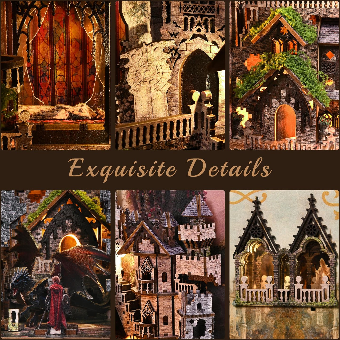 MiniCity Book Nook Kit, DIY Miniature Dollhouse Booknook Kit, 3D Wooden Puzzle Bookend Bookshelf Insert Decor for Teenagers and Adults (Library of Gods Max)
