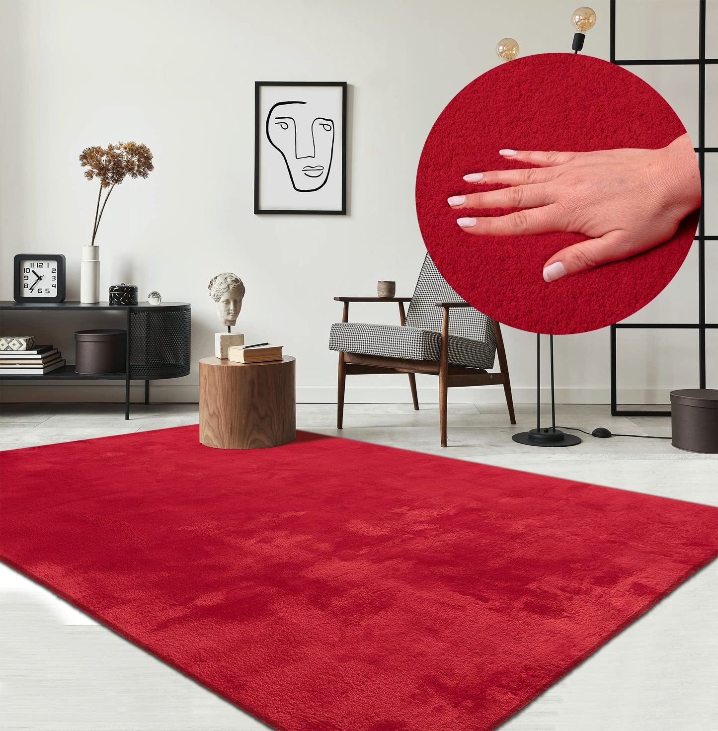 the carpet Relax Rug, Modern, Fluffy, Short Pile, Non-Slip Underside, Washable up to 30°C, Super-Soft, Fur Look, Anthracite, 160 x 220 cm