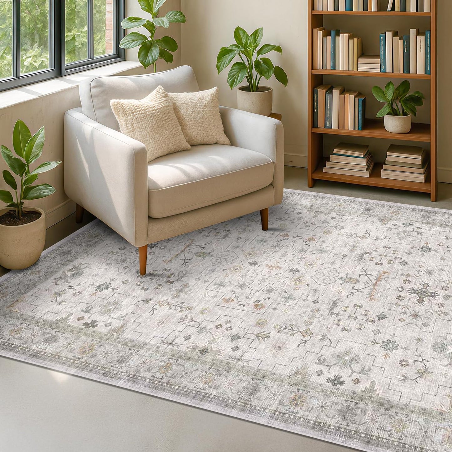 Black Washable Entry Rug, 2x3 Small Rugs for Entryway Kitchen Bathroom Door Mat Indoor Entrance, Non Slip Rubber Backing, Stain & Fade Resistant, Ashen Charcoal Floral Farmhouse Decor