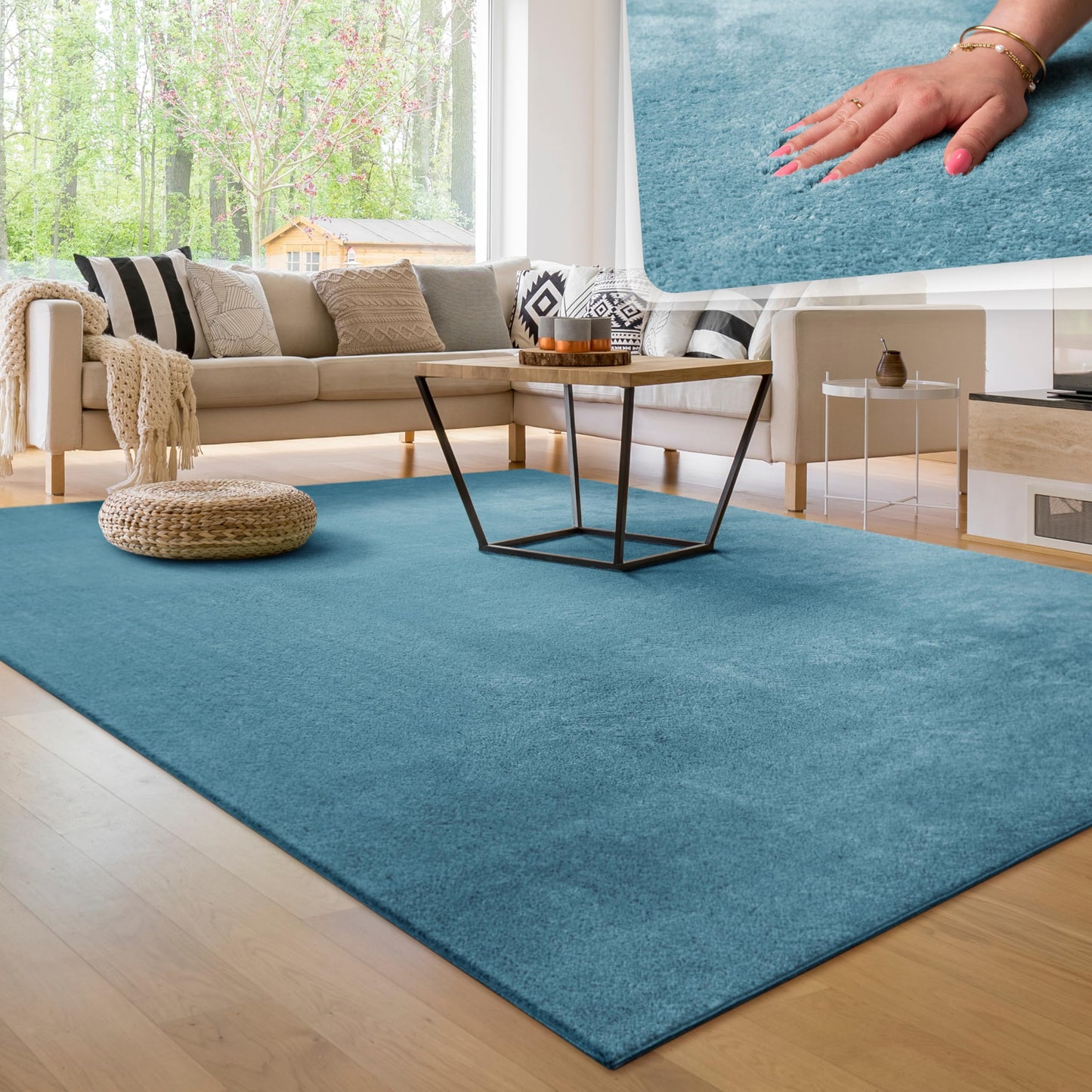 Paco Home Moderner Kuscheliger Wohnzimmer Teppich Kurzflor waschbar flauschig Weich Einfarbig Felloptik zeitlos stilvoll rutschfest pflegeleicht, Grösse:120x170 cm, Farbe:Rosa
