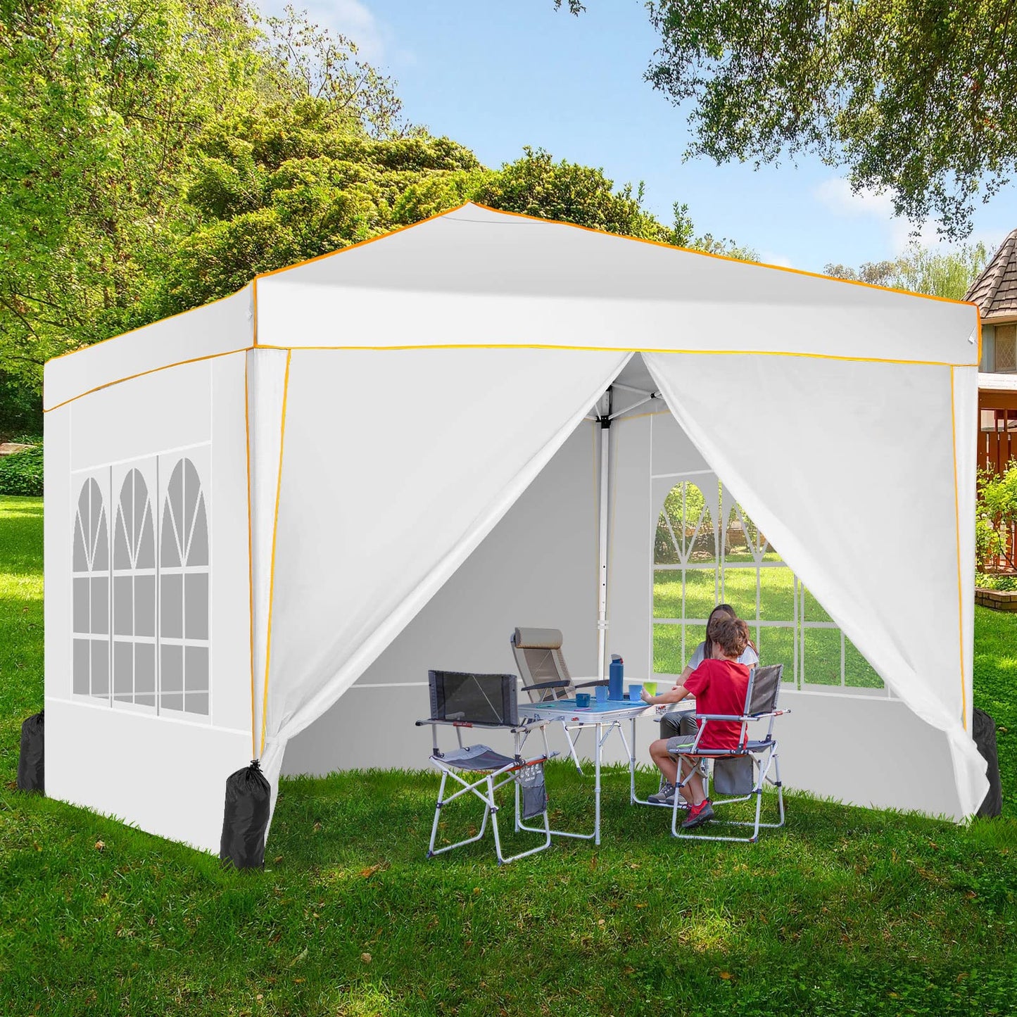 COBIZI Pavillon 3x6,Faltpavillon 3x6 Wasserdicht Stabil Winterfest, Sofort aufklappbare Vordächer Outdoor Gartenzelt mit 6 Seitenteilen, für Party Garten Festival, Weiß
