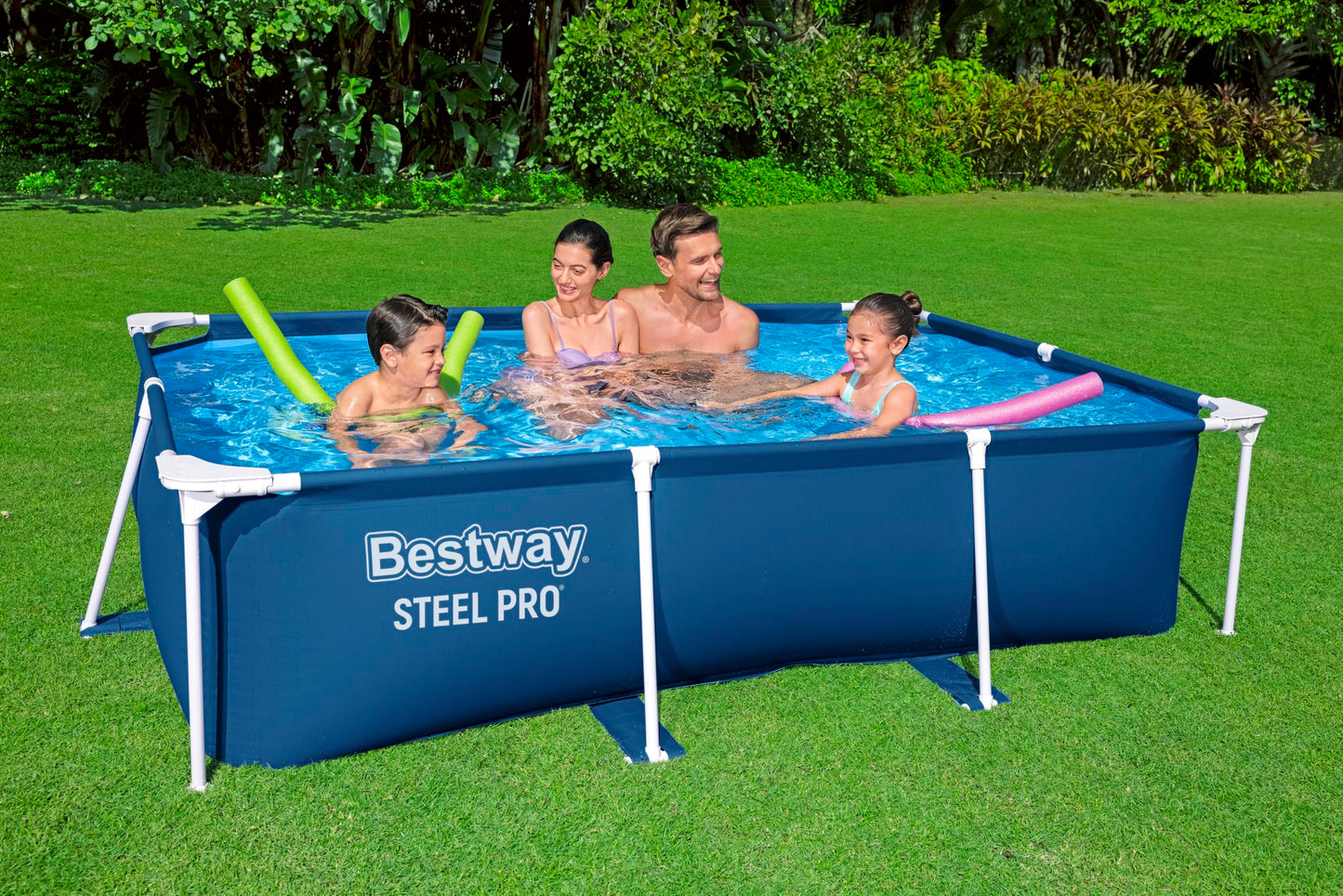 Bestway Steel Pro Frame Pool ohne Pumpe 259 x 170 x 61 cm, dunkelblau, eckig