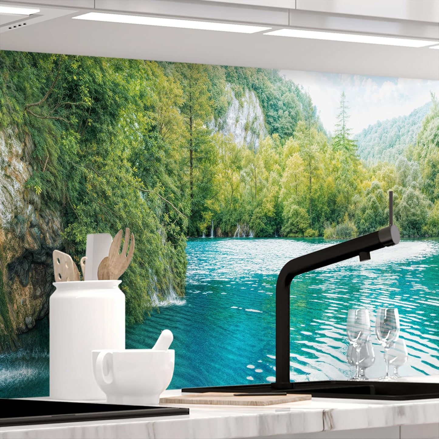 StickerProfis Küchenrückwand selbstklebend Matt-Optik - STEINWAND Ashlar - 1.8mm, Versteift, alle Untergründe, Hart PET Material, Premium 60 x 80cm