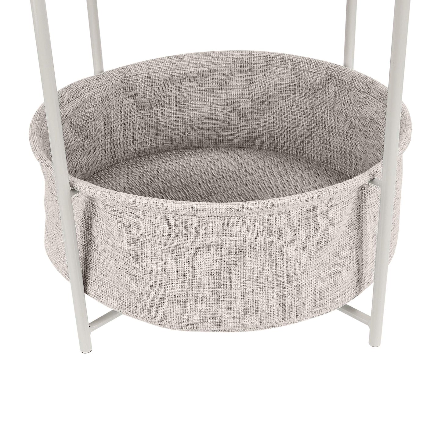 Amazon Basics Beistelltisch, rund, mit Aufbewahrungslösung, Leichte Creme Heidekraut Beistelltisch 44.96 x 44.96 x 48.0 cm