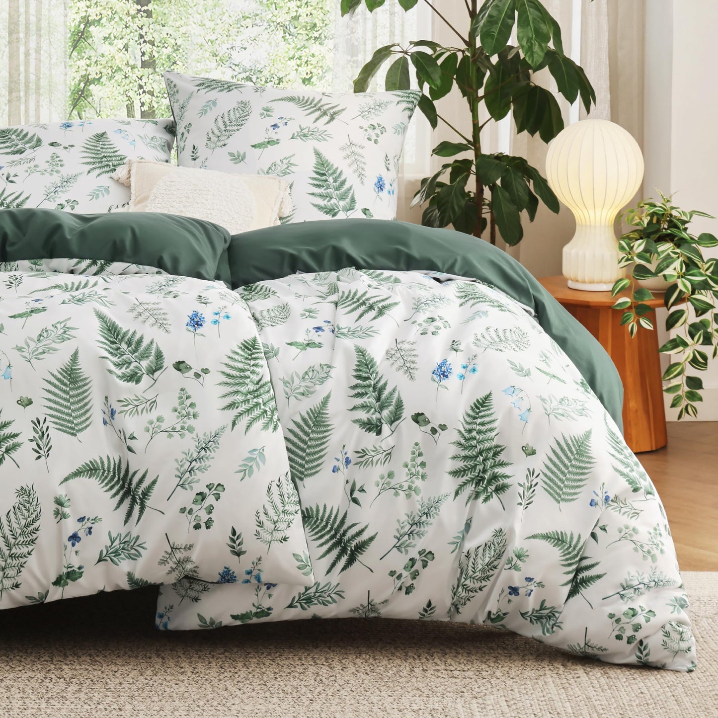 BEDSURE Bettwäsche 135x200 4teilig Bettbezug - Bettwäsche-Sets 135 x 200 cm 2er Set mit 2 Kissenbezüge 80x80cm, ÖKO-TEX Wendebettwäsche Bedding Zweige Grau Muster mit Reißverschluss