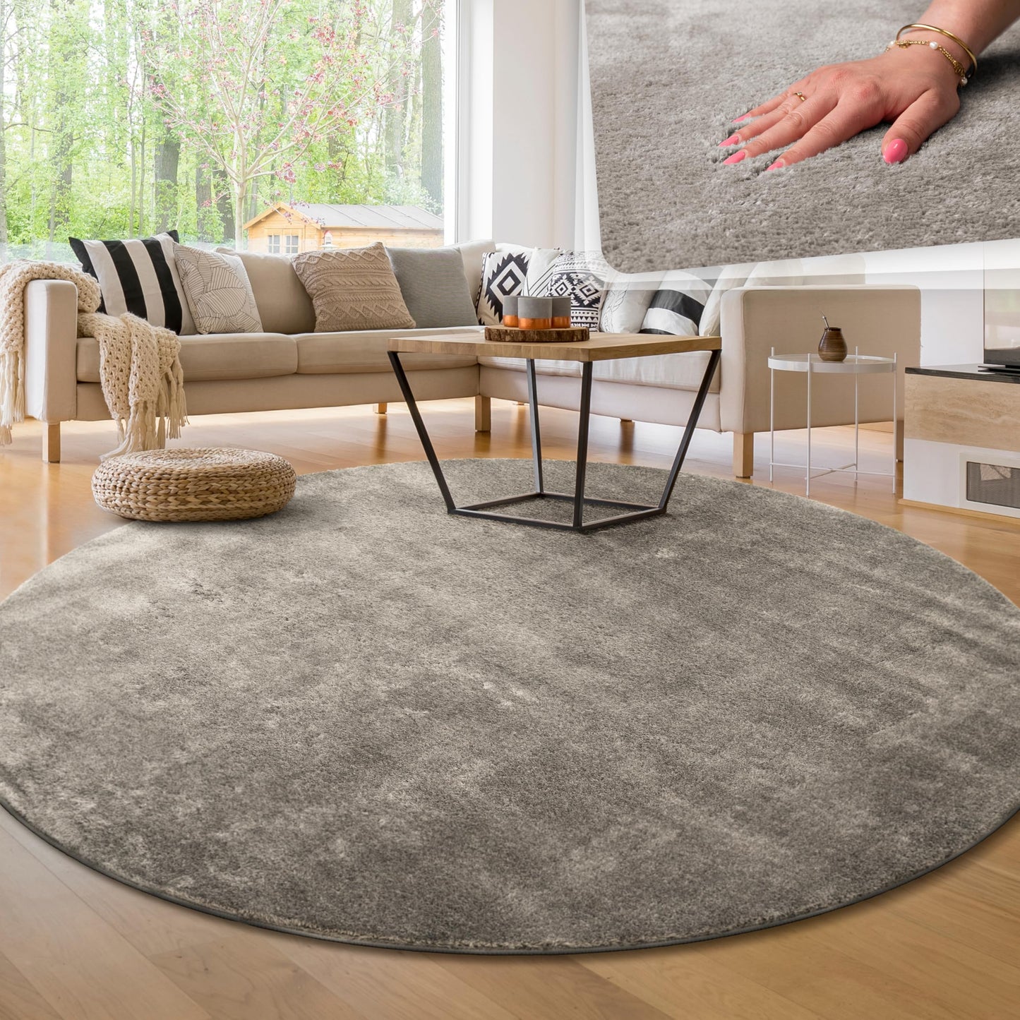 Paco Home Moderner Kuscheliger Wohnzimmer Teppich Kurzflor waschbar flauschig Weich Einfarbig Felloptik zeitlos stilvoll rutschfest pflegeleicht, Grösse:120x170 cm, Farbe:Rosa