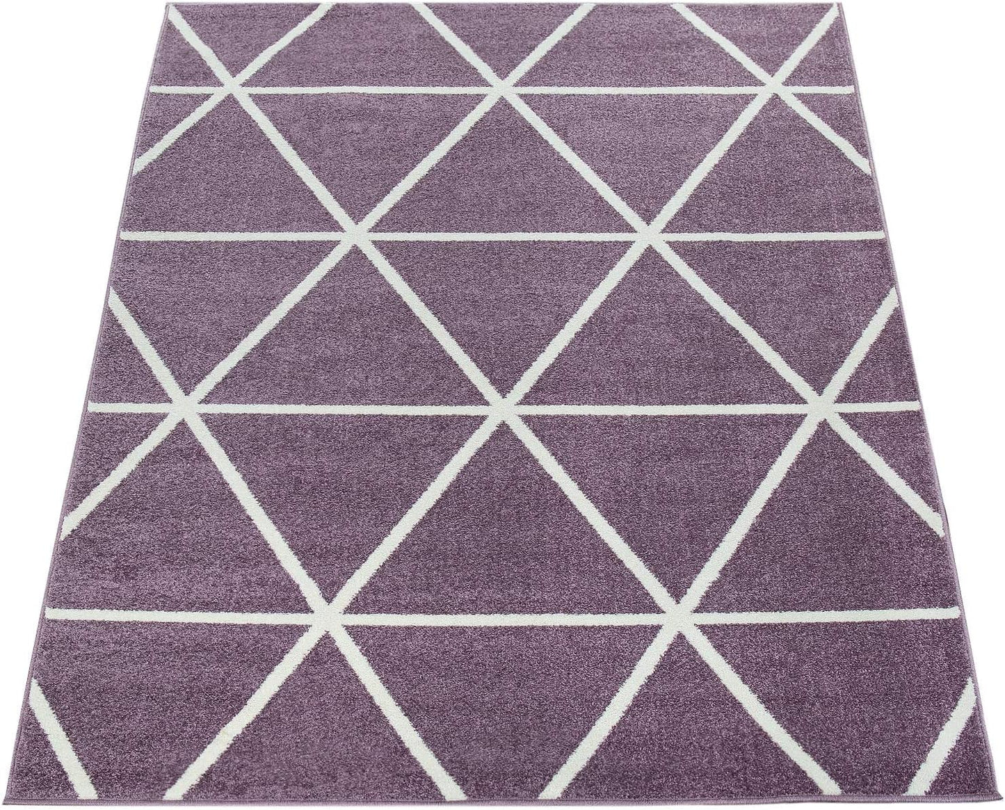 Paco Home Teppich Wohnzimmer Skaninavisches Rauten Design Weich Pastellfarben Kurzflor Blau Weiß, Grösse:60x100 cm