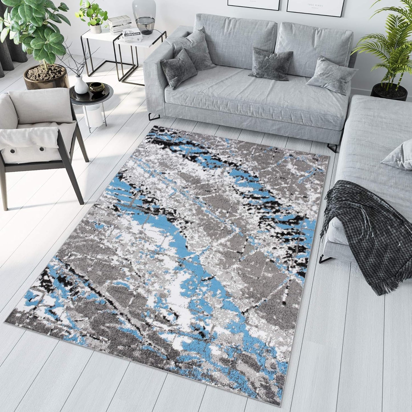 TAPISO Maya Short Pile Rug, Modern Blurred/Heathered/Striped Design, Black/Grey/Red/White, for Living Rooms, Bedrooms, OEKO-TEX, 200 x 300 cm