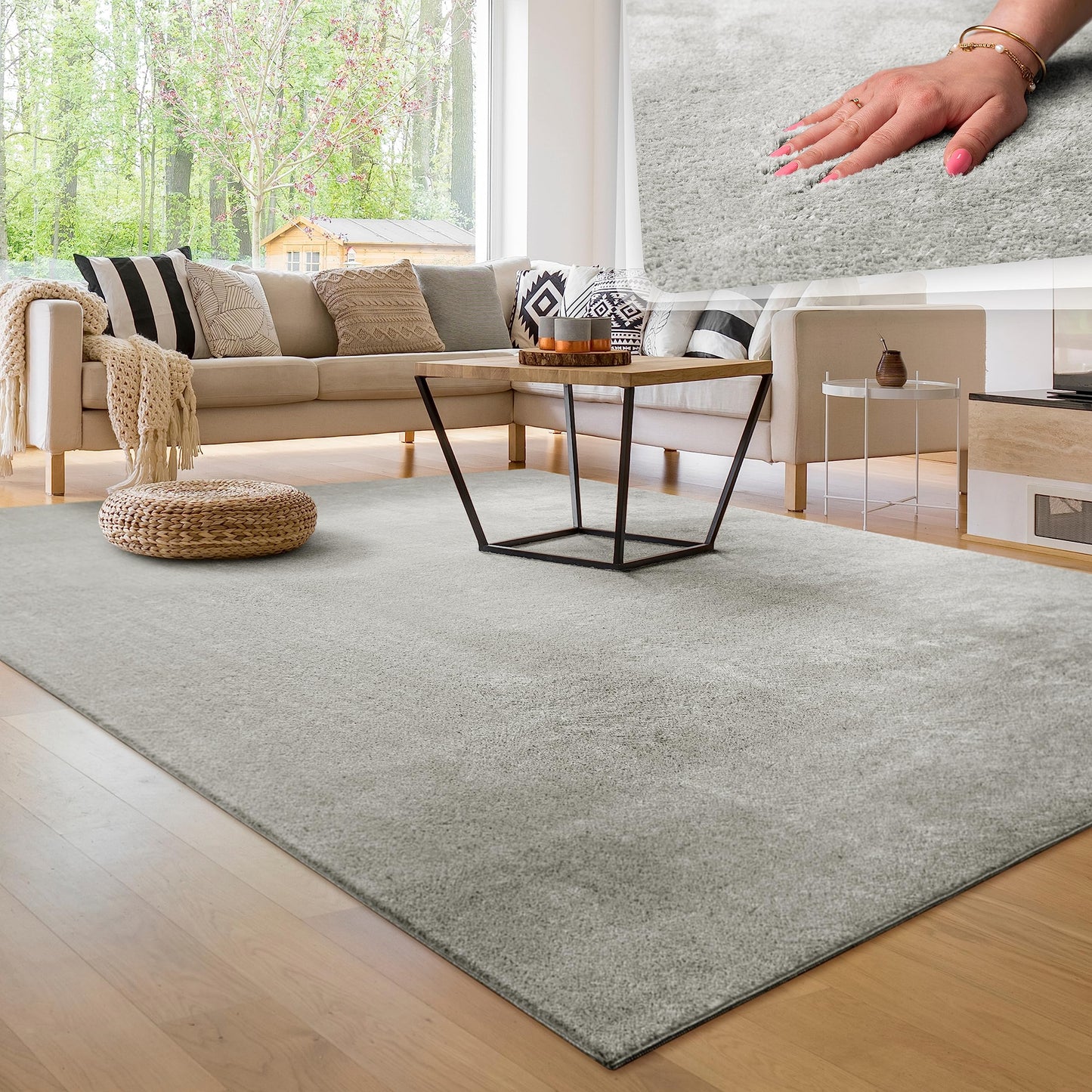 Paco Home Moderner Kuscheliger Wohnzimmer Teppich Kurzflor waschbar flauschig Weich Einfarbig Felloptik zeitlos stilvoll rutschfest pflegeleicht, Grösse:120x170 cm, Farbe:Rosa