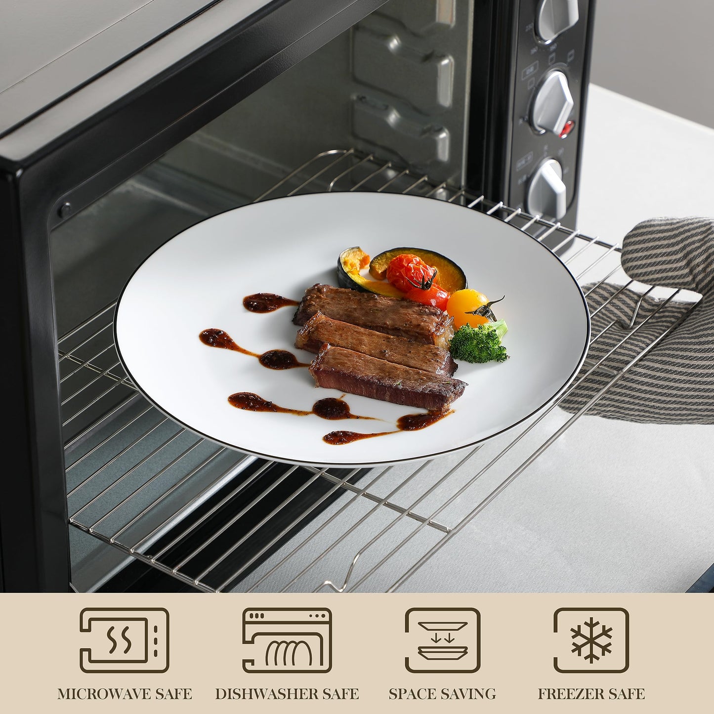 MALACASA Geschirrset 6 Personen, Amelia 24-tlg Modernes Porzellan Geschirr Set, Tafelservice mit je 6 Speiseteller, Dessertteller, Suppenteller und Müslischalen, Teller Set 6 Personen - Weiß