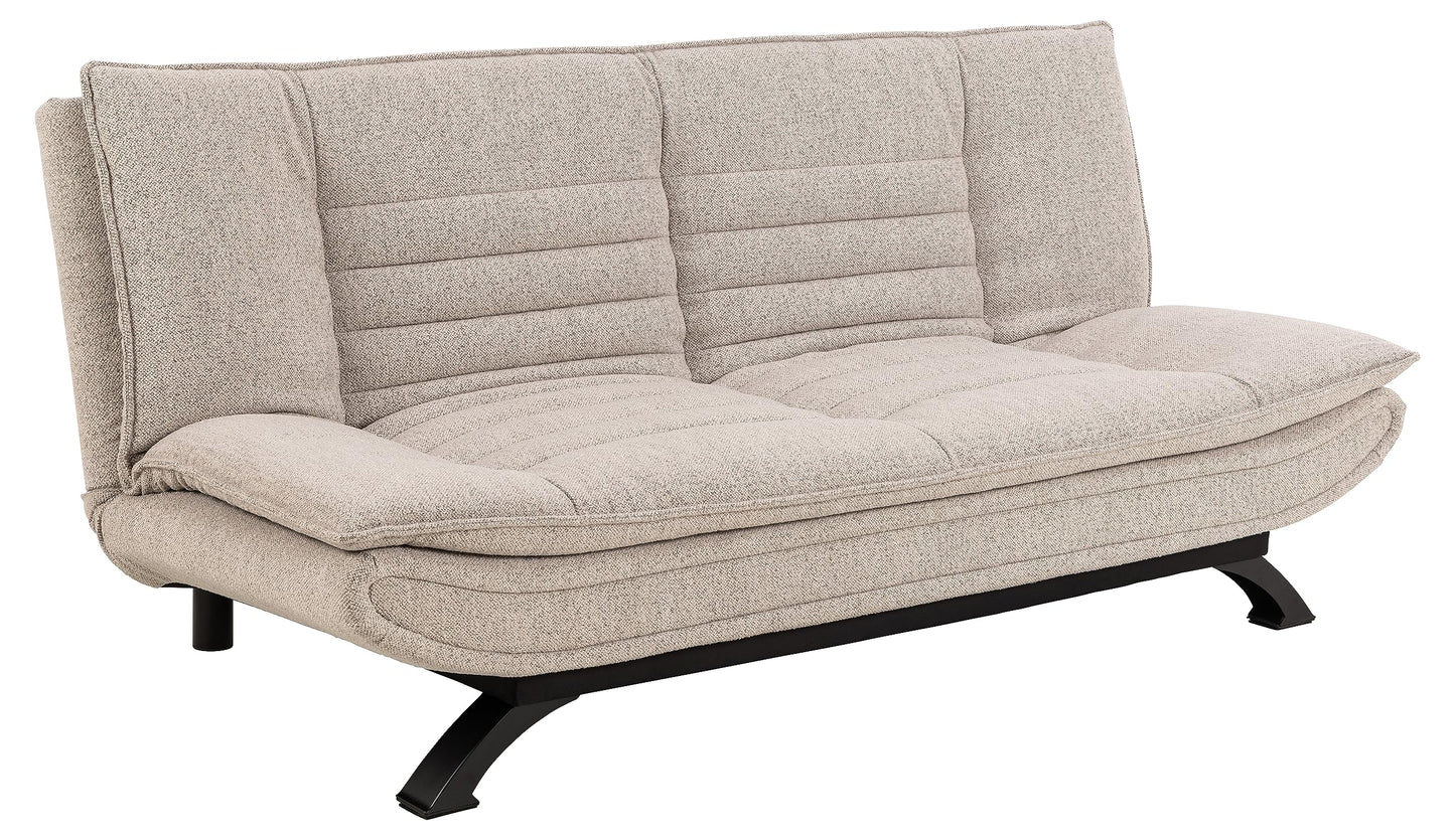 AC Design Furniture Jasper Bettcouch Dunkelgrau/Schwarz, Schlafsofa mit 3 Liegepositionen, Moderner 3-Sitzer Ohne Armlehne, Gepolstert mit Schwarzen Metallbeinen, L: 196 x H: 91 x T: 98 cm