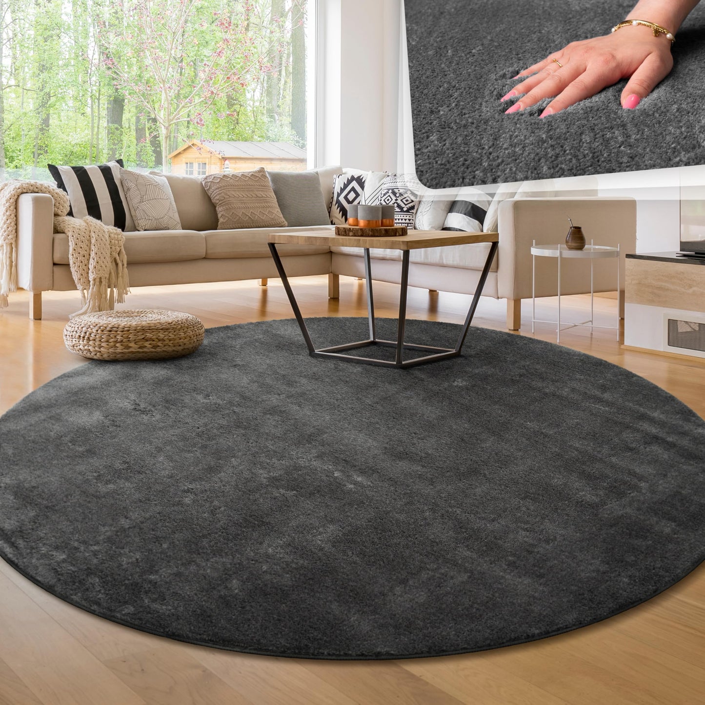 Paco Home Moderner Kuscheliger Wohnzimmer Teppich Kurzflor waschbar flauschig Weich Einfarbig Felloptik zeitlos stilvoll rutschfest pflegeleicht, Grösse:120x170 cm, Farbe:Rosa