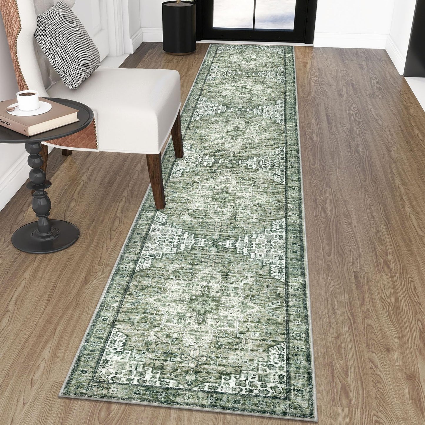 2x3 Blue Washable Rug for Entrance, Soft Traditional Area Rug, Non-Slip Printed Kitchen Rugs, Low-Pile Medallion Indoor Door Mat, Small Farmhouse Carpet for Entryway Kitchen Foyer Bedside