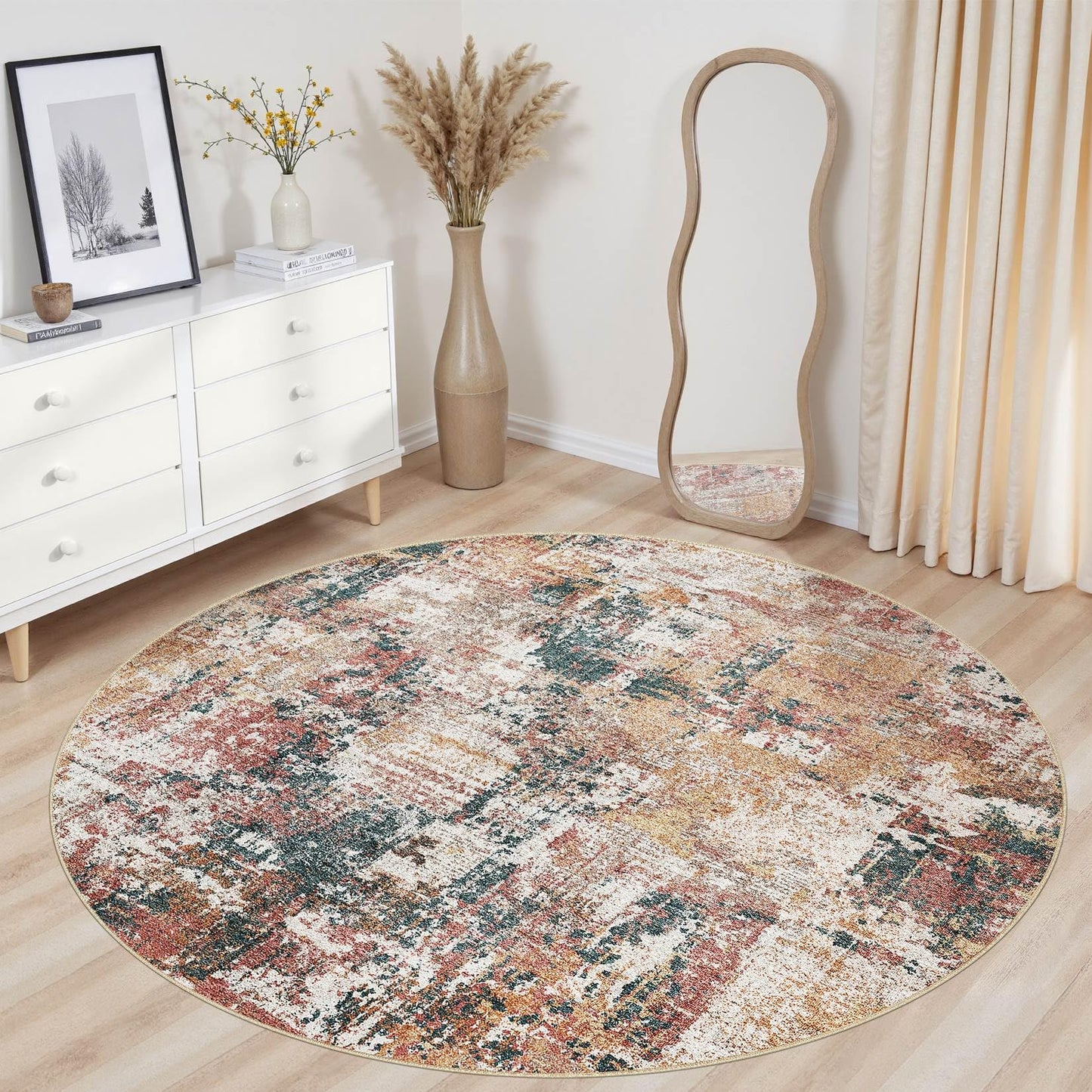 Tortania Washable 5x7 Area Rug for Living Room: Modern Abstract Neutral Large Soft Thin Rugs - Non Slip Indoor Carpet for Bedroom Dining Room Office Nursery Home Floor Decoration - Grey