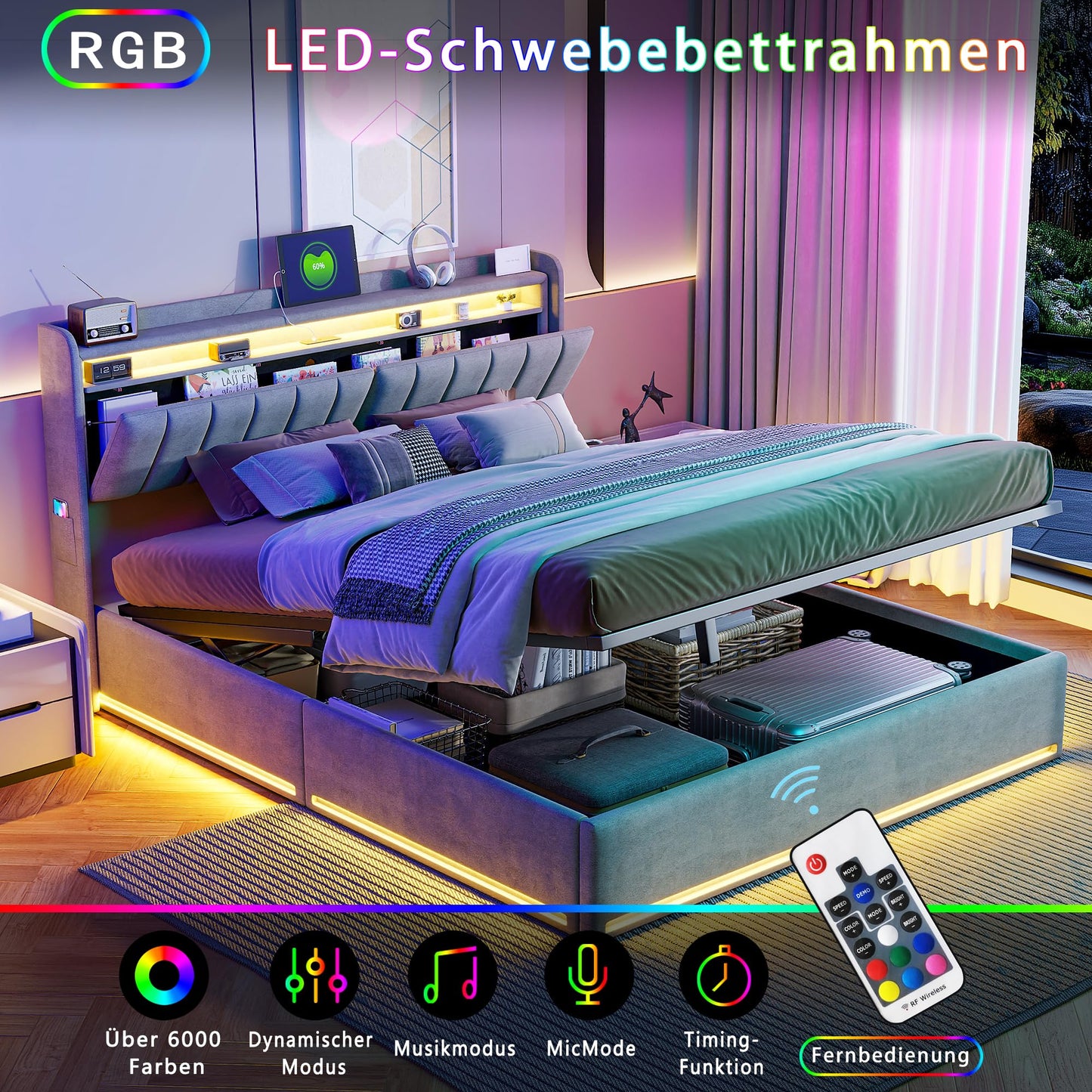 DULRLLY Bubble Bett Polsterbett 140x200 cm,Doppelbett mit Lattenrost, Jugendbett mit Gepolstertes Kopfteil, Gepolstertes Bett für Schlafzimmer und Gästezimmer,ohne Matratze, Leinenstoff (Weiß)