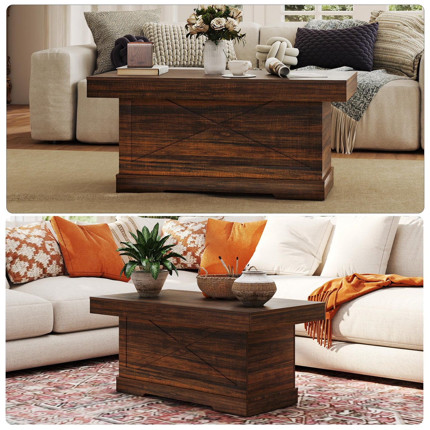 Lvifur Coffee Table with Storage Space for Living Room Table, 55 x 100 x 46 cm, Living Room Table, Coffee Table with Storage for Couch, Bedroom