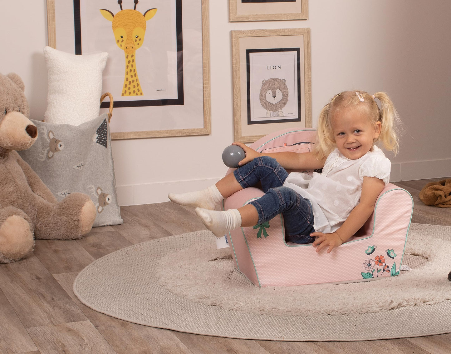 Delsit Kinder Sessel mit Schaumstofffüllung - Kindersessel Mädchen und Jungen Babysessel mit Abnehmbarem Bezug - Sessel für Kinder - Kindermöbel - 9 Monate bis 4 Jahre - DT8-17123