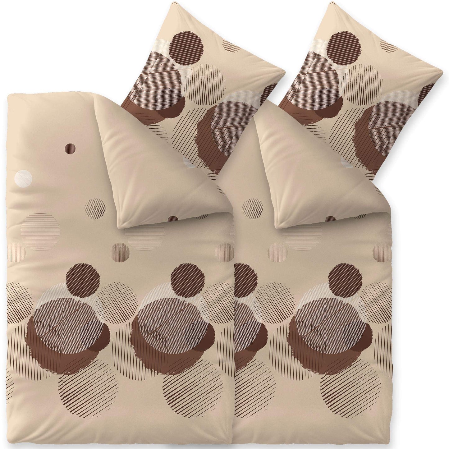 CelinaTex Touchme Flannelette Bed Linen, 135 x 200 cm, 2-Piece Cotton Duvet Cover Set, Bedding Set for Summer and Winter, All Year Round, Easy Care, Filia Dots, Beige/White/Grey/Anthracite