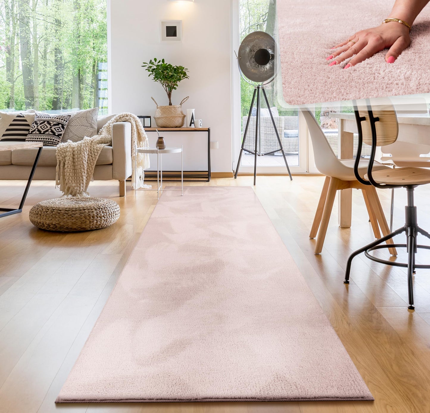 Paco Home Moderner Kuscheliger Wohnzimmer Teppich Kurzflor waschbar flauschig Weich Einfarbig Felloptik zeitlos stilvoll rutschfest pflegeleicht, Grösse:120x170 cm, Farbe:Rosa