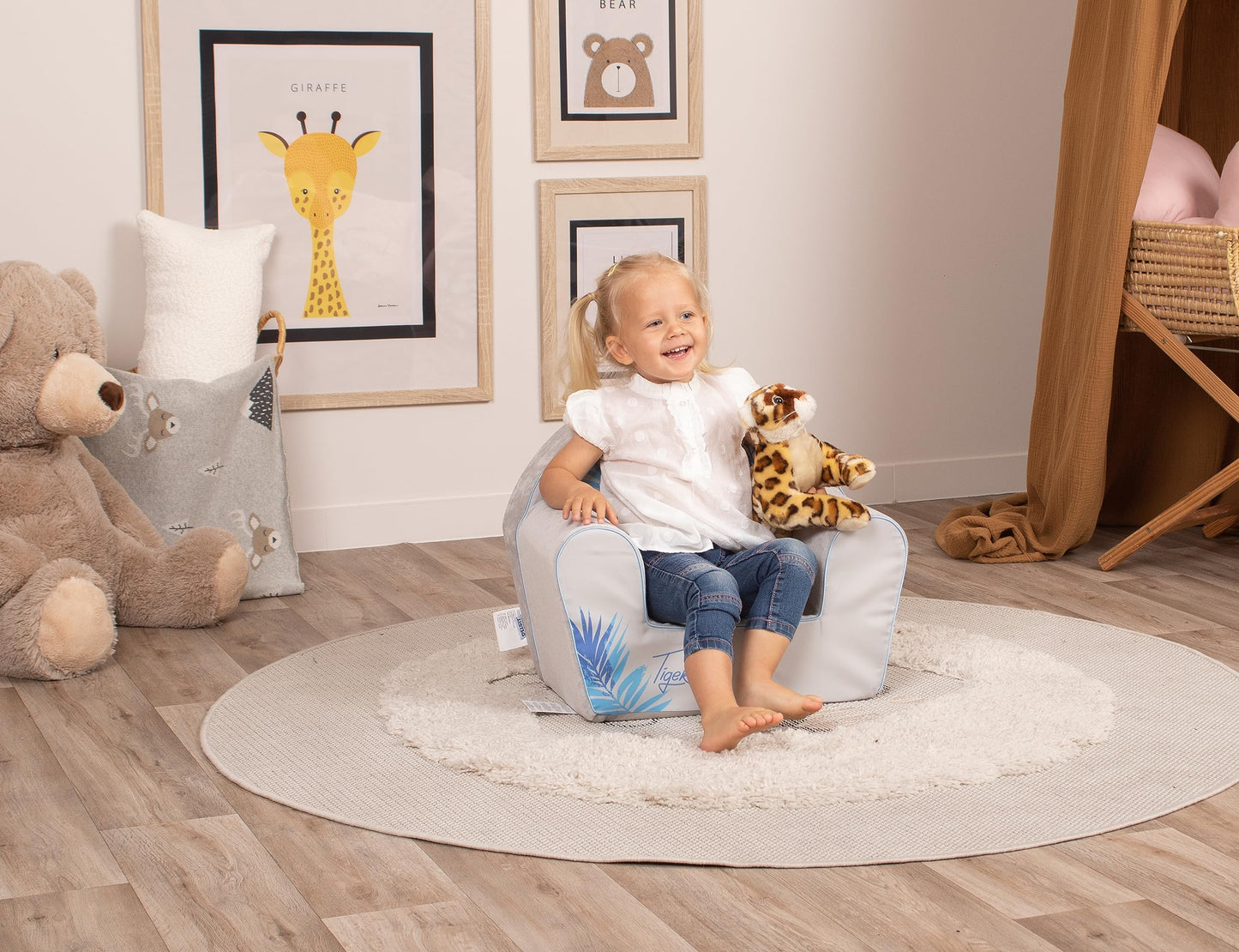 Delsit Kinder Sessel mit Schaumstofffüllung - Kindersessel Mädchen und Jungen Babysessel mit Abnehmbarem Bezug - Sessel für Kinder - Kindermöbel - 9 Monate bis 4 Jahre - DT8-17123