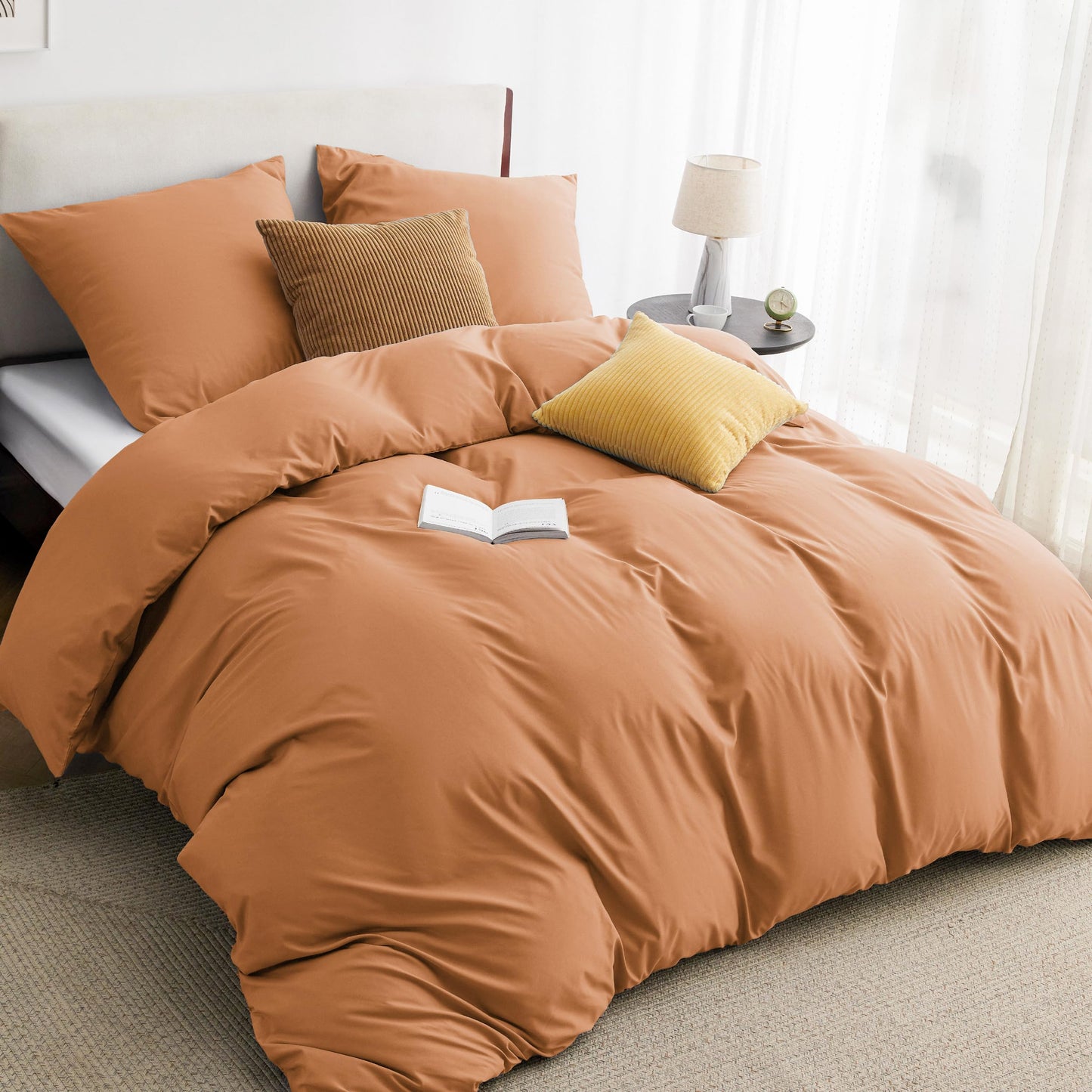 Bedsure Bed Linen 135 x 200 cm, 4-Piece Anthracite Bed Linen, 2 Duvet Covers 135 x 200 cm and 2 Pillowcases 80 x 80 cm, Oeko-Tex Bed Linen Sets, Polyester Microfibre with Zip