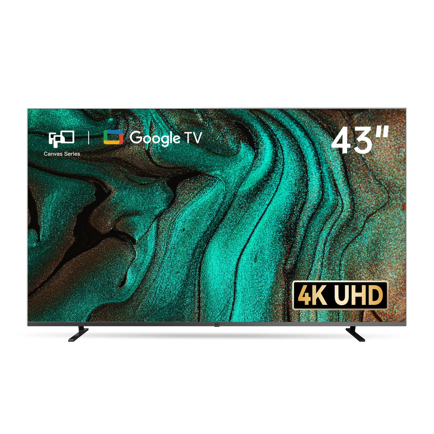FPD 43 Inch Smart TV 4K UHD LED Flat Screen with Google TV - Google Cast, Bluetooth, HDMI, Live Stream, HDR 10, Dolby Vision, Ultra Thin - Canvas Series, CG43-C1, 2025