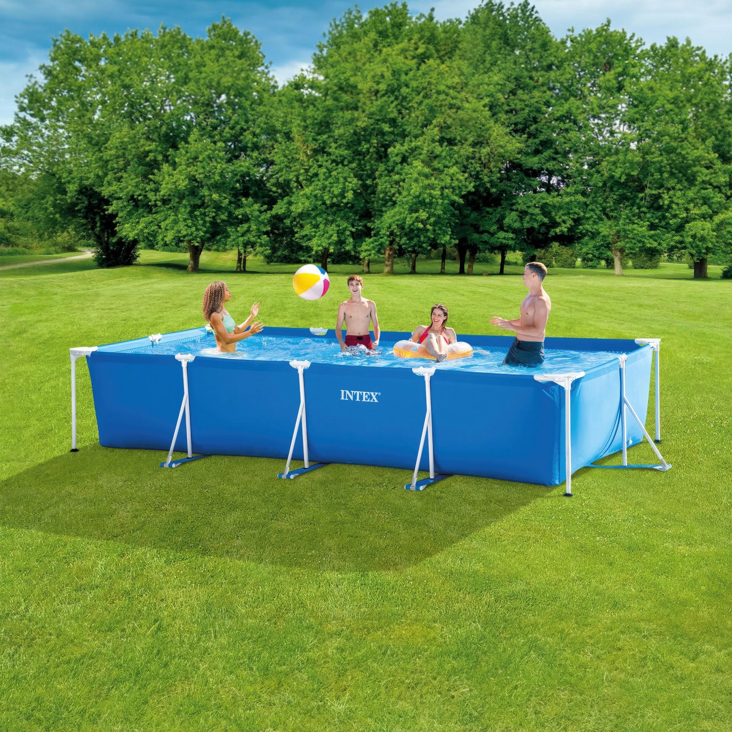 Intex Rectangular Frame Pool, Blau, 300 x 200 x 75 cm