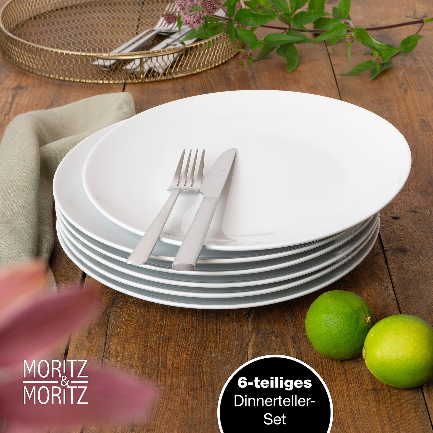 Moritz & Moritz BASIC Kaffeetassen Set 6-teilig - ca. 300ml aus hochwertigem Porzellan in klassischem Weiß - Perfekt für Kaffee, Tee, heiße Schokolade, Cappuccino