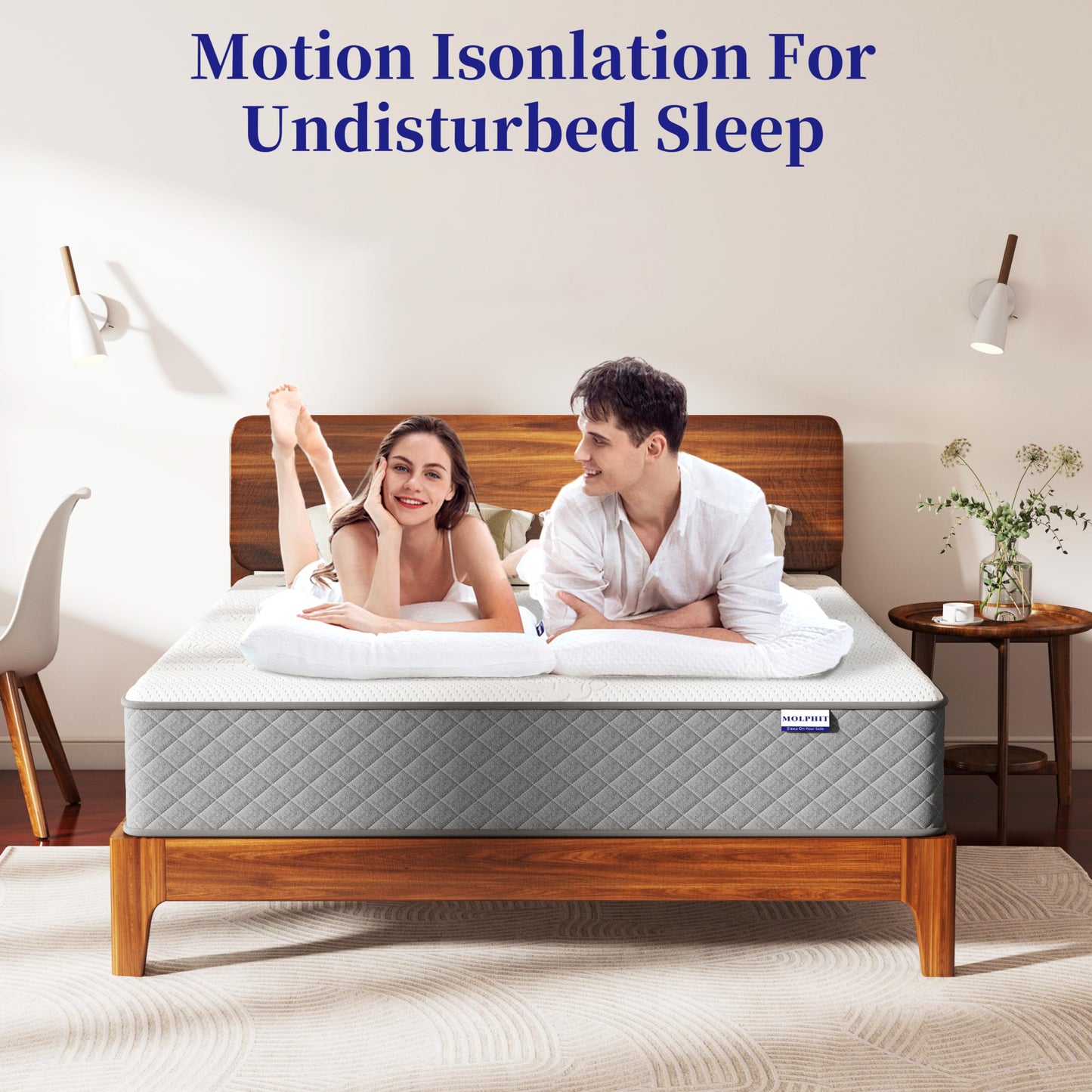 MOLPHIT Mattress 140 x 200 cm, Height 25 cm, Oeko-Tex Certified, Hardness H3 and H4, 7-Zone Pocket Spring Mattress with Comfort Foam, Fabric with Soft, Durable and Skin-Friendly, 140 x 200 x 25 cm