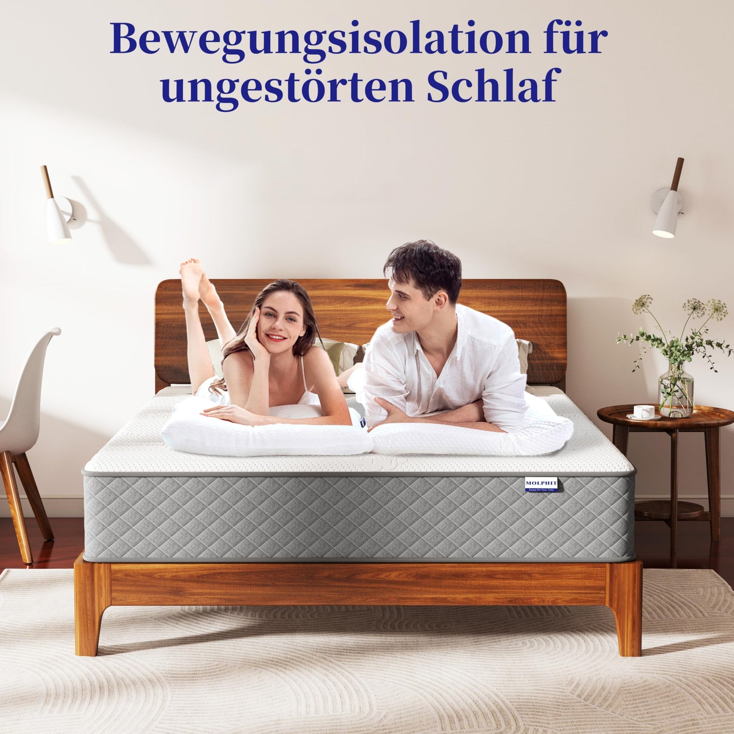 MOLPHIT Mattress 140 x 200 cm, Height 25 cm, Oeko-Tex Certified, Hardness H3 and H4, 7-Zone Pocket Spring Mattress with Comfort Foam, Fabric with Soft, Durable and Skin-Friendly, 140 x 200 x 25 cm