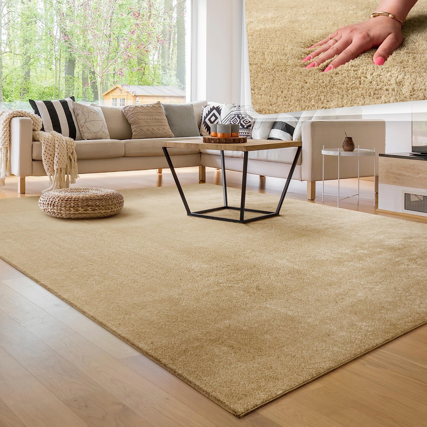 Paco Home Moderner Kuscheliger Wohnzimmer Teppich Kurzflor waschbar flauschig Weich Einfarbig Felloptik zeitlos stilvoll rutschfest pflegeleicht, Grösse:120x170 cm, Farbe:Rosa
