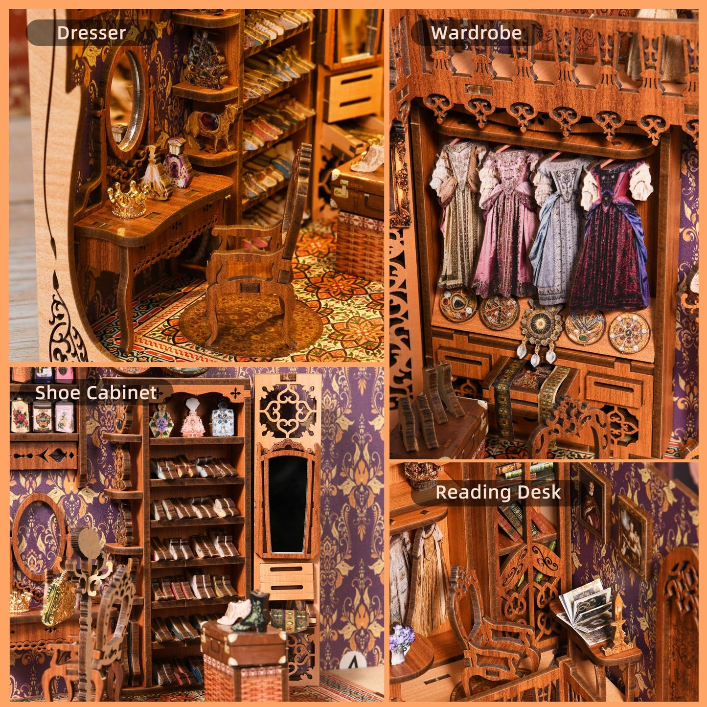 MiniCity Book Nook Kit, DIY Miniature Dollhouse Booknook Kit, 3D Wooden Puzzle Bookend Bookshelf Insert Decor for Teenagers and Adults (Library of Gods Max)