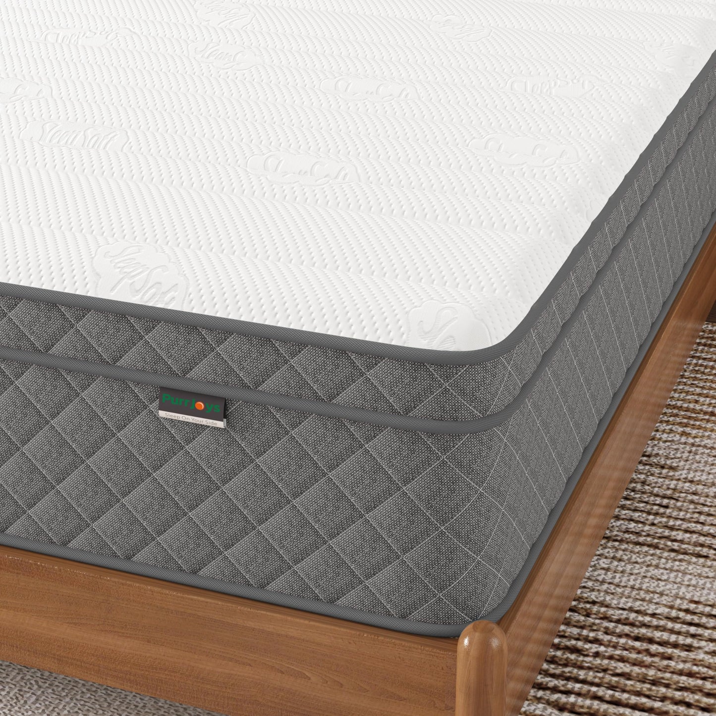 PurrJoys Mattress 140 x 200 x 25 cm - Pocket Spring Core & Memory Foam, Medium Hardness, Breathable, Movement Insulating, CertiPUR-US & Oeko-Tex, No Fibreglass