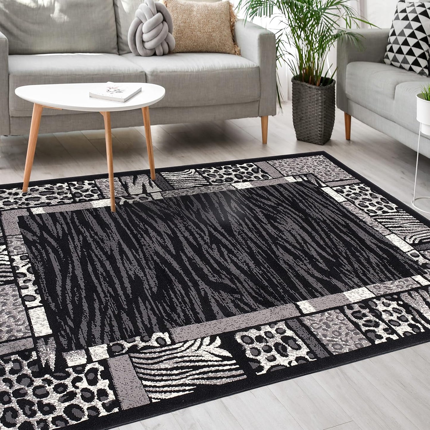 Mazovia Modern Rug, Short Pile, Oeko-Tex Rug for Living Room, Bedroom, Dining Room, Robust and Easy to Clean, Low Pile Height, Grey Yellow, 120 x 170 cm