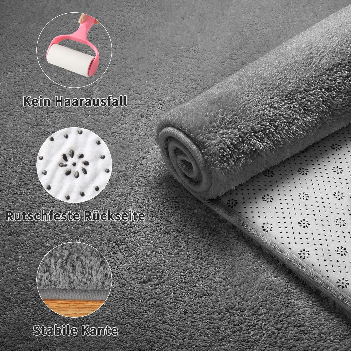 Sour Lemon Teppich Wohnzimmer 240x300, Kinderzimmer Mädchen Junge Schlafzimmer Grau, Kurzfloriger Weicher Wohnzimmerteppich, Flauschig, Waschbar