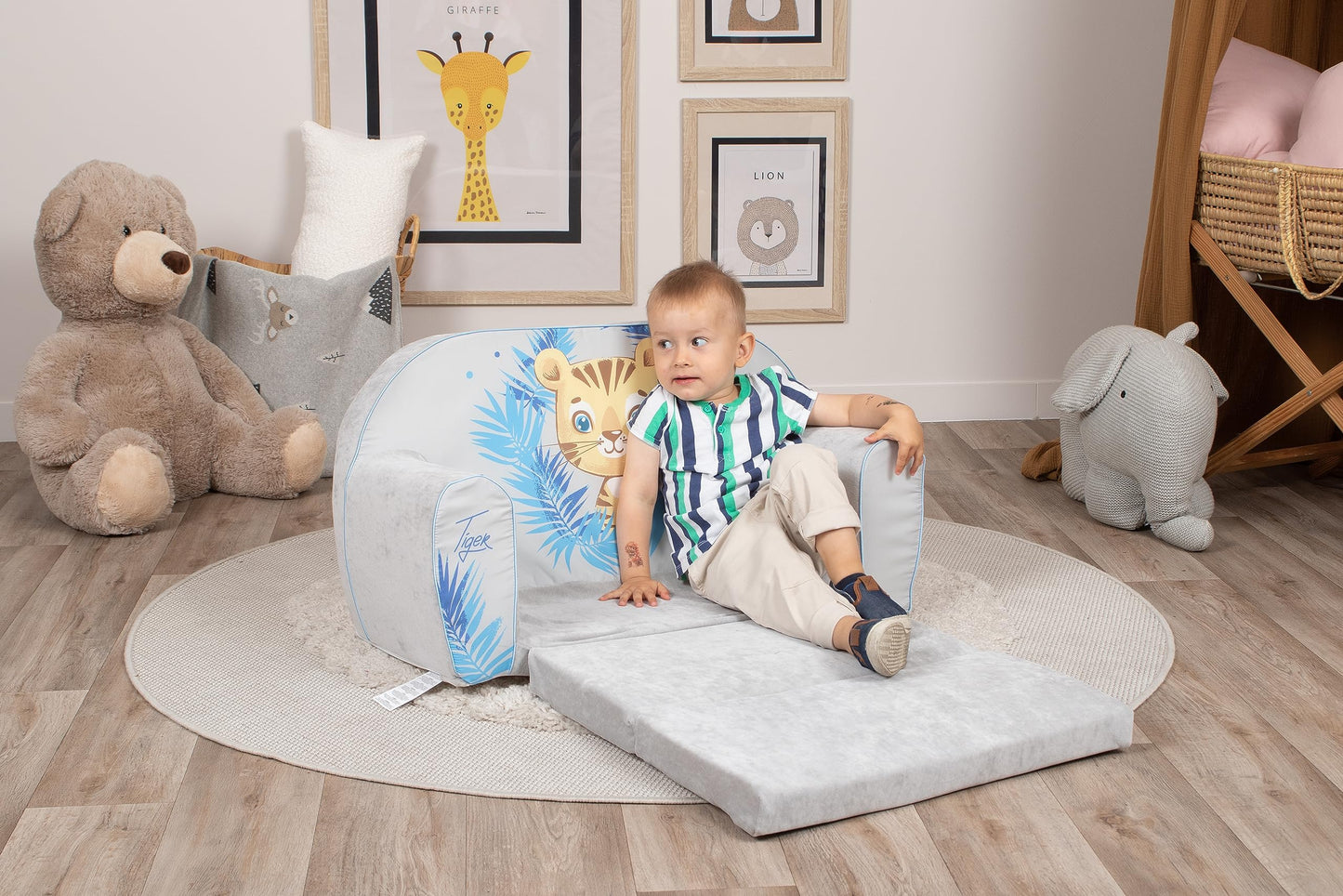 Delsit Kindersofa zum Ausklappen - Kinder Sofa mit Schaumstofffüllung - Sofa Kinder mit Abnehmbarem Bezug - Kindermöbel Kindersofa Mädchen & Jungen- 9 Monate bis 4 Jahre - DT2-22042