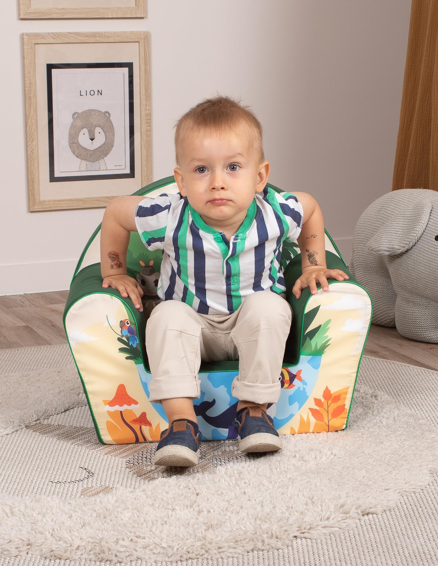 Delsit Kinder Sessel mit Schaumstofffüllung - Kindersessel Mädchen und Jungen Babysessel mit Abnehmbarem Bezug - Sessel für Kinder - Kindermöbel - 9 Monate bis 4 Jahre - DT8-17123