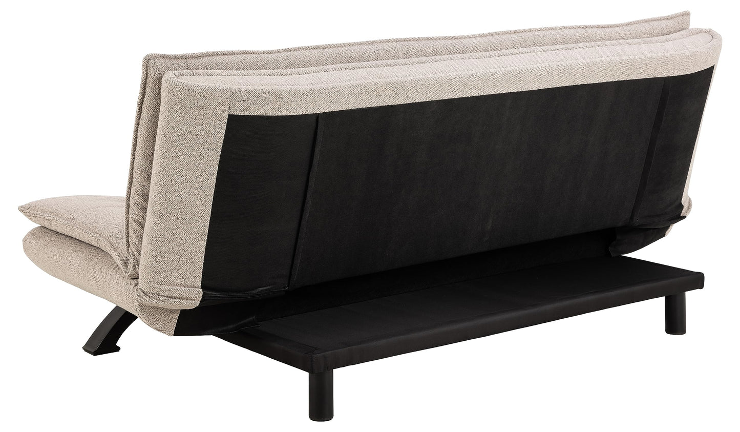 AC Design Furniture Jasper Bettcouch Dunkelgrau/Schwarz, Schlafsofa mit 3 Liegepositionen, Moderner 3-Sitzer Ohne Armlehne, Gepolstert mit Schwarzen Metallbeinen, L: 196 x H: 91 x T: 98 cm