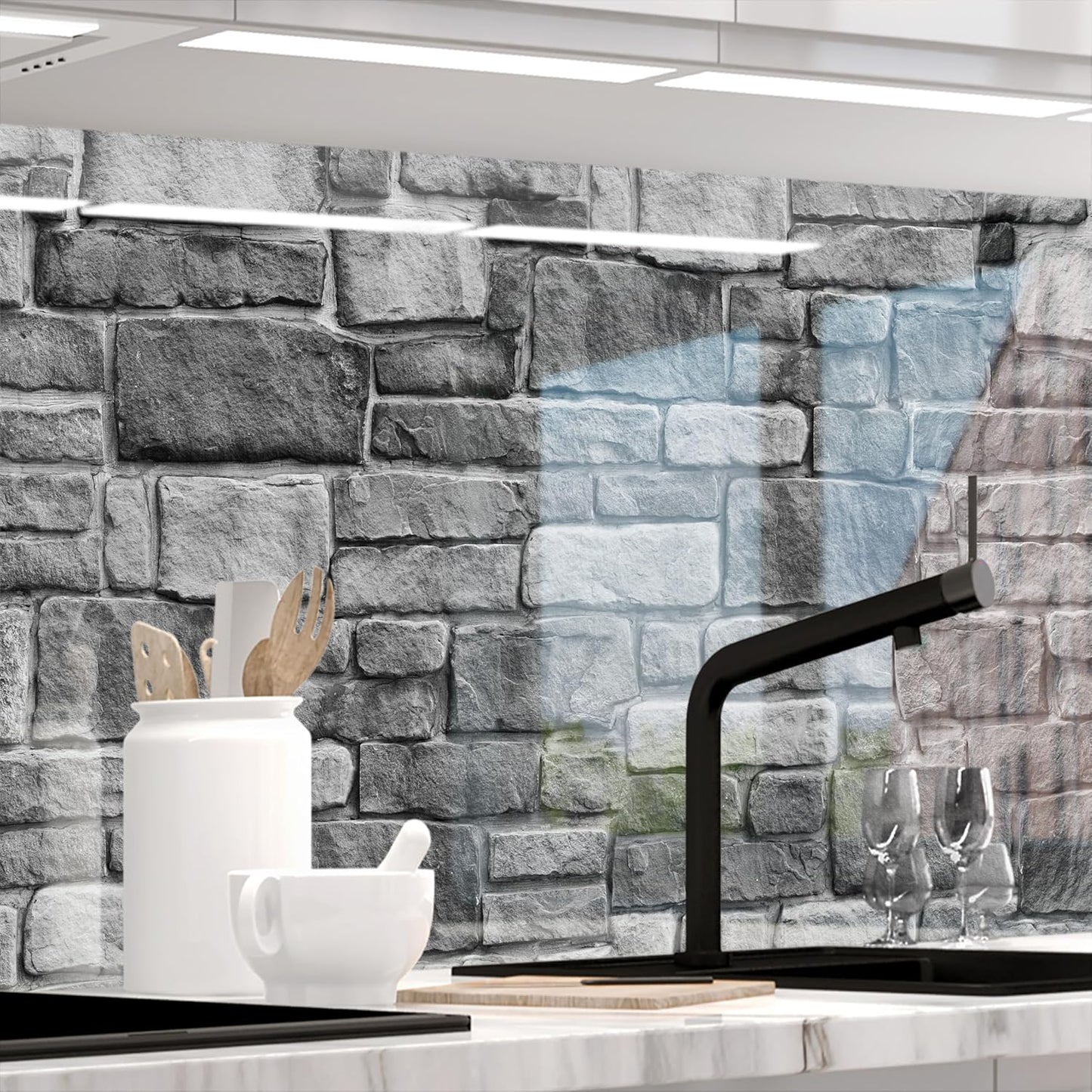 Stickerprofis Kitchen Splashback, Matte, Self-Adhesive, Pure White, 1.8 mm, Hard Plastic, for All Surfaces, Splash Guard, Premium, 60 x 280 cm